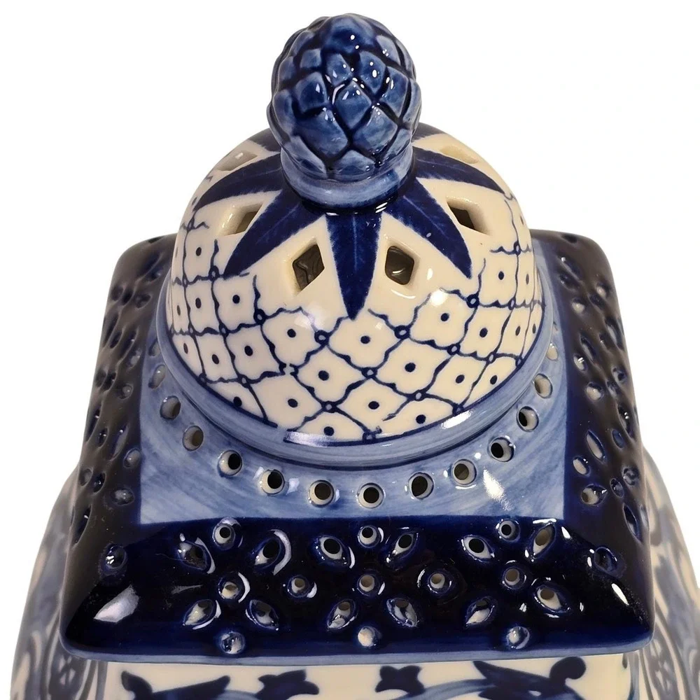 Blue and White Chinoiserie Ceramic Ginger Jar OIL Burning lamp Gift mom‎ friend